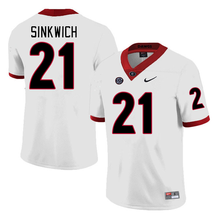 #21 Frank Sinkwich Georgia Bulldogs Jerseys Football Stitched-Retro White